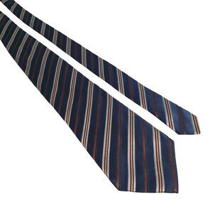 Geoffrey Beene Striped Tie Blue Brown Vintage Classic Mens Accessory 58" X 4"